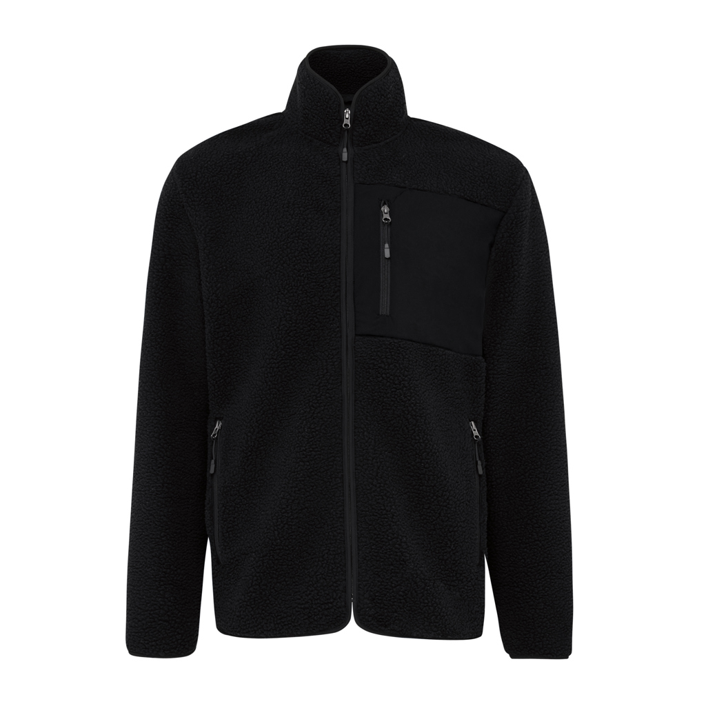 Diran recycled polyester pile fleece jacket, black
