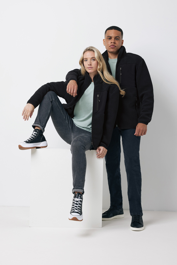 IQONIQ Diran gerecycled polyester pile-fleece jas, zwart