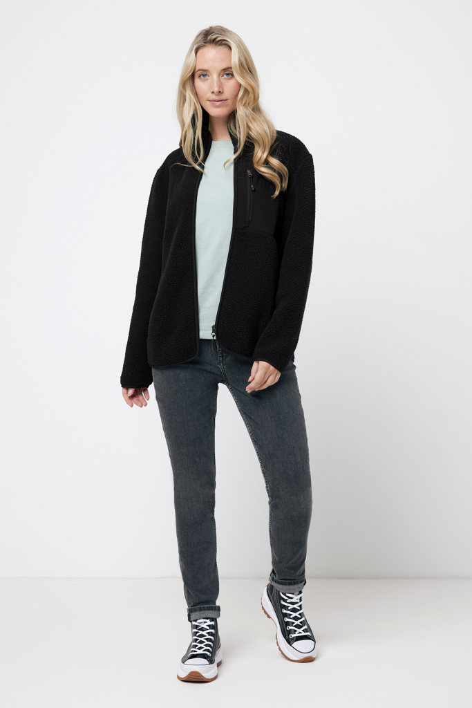 IQONIQ Diran gerecycled polyester pile-fleece jas, zwart