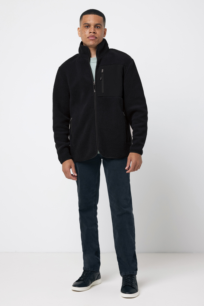 IQONIQ Diran gerecycled polyester pile-fleece jas, zwart