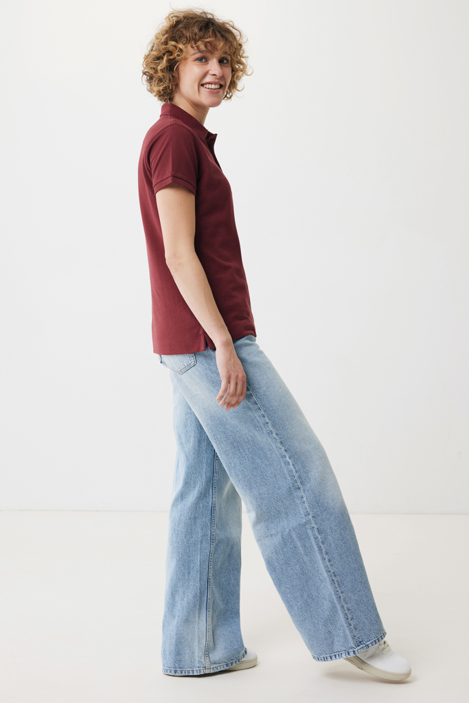 Yosemite piké i återvunnen bomull för kvinnor, vinröd