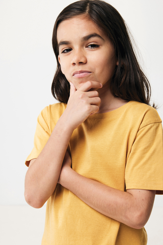 Koli kids lightweight recycled cotton t-shirt, ochre yellow