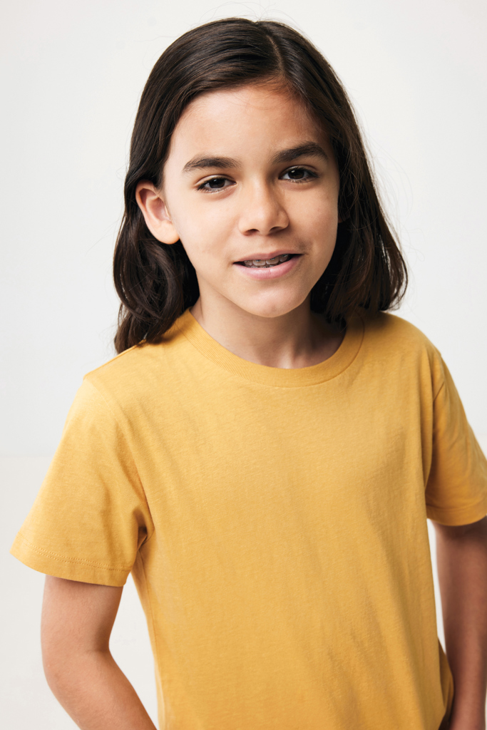 Koli kids lightweight recycled cotton t-shirt, ochre yellow