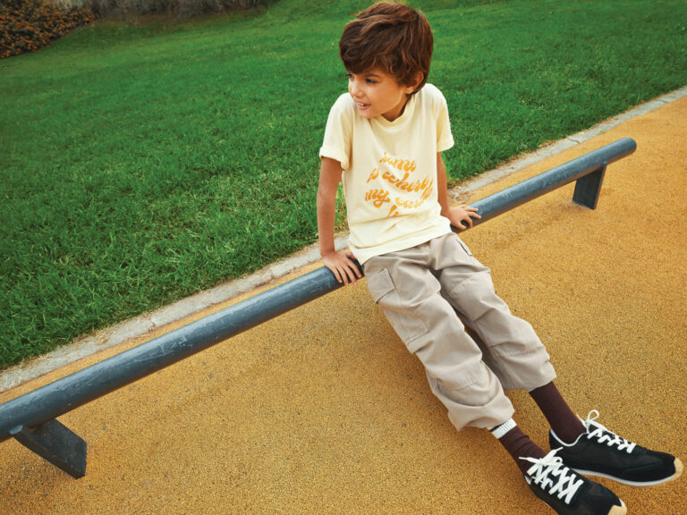 Koli kids lightweight recycled cotton t-shirt, cream yellow