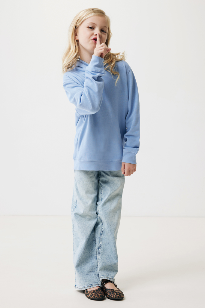 Yengo kids recycled cotton hoodie with sidepockets, sky blue