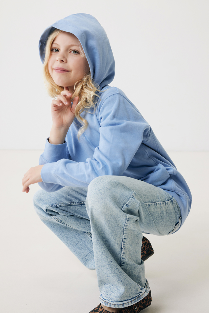 Yengo kids recycled cotton hoodie with sidepockets, sky blue