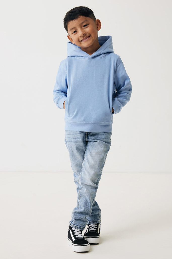 Yengo kids recycled cotton hoodie with sidepockets, sky blue