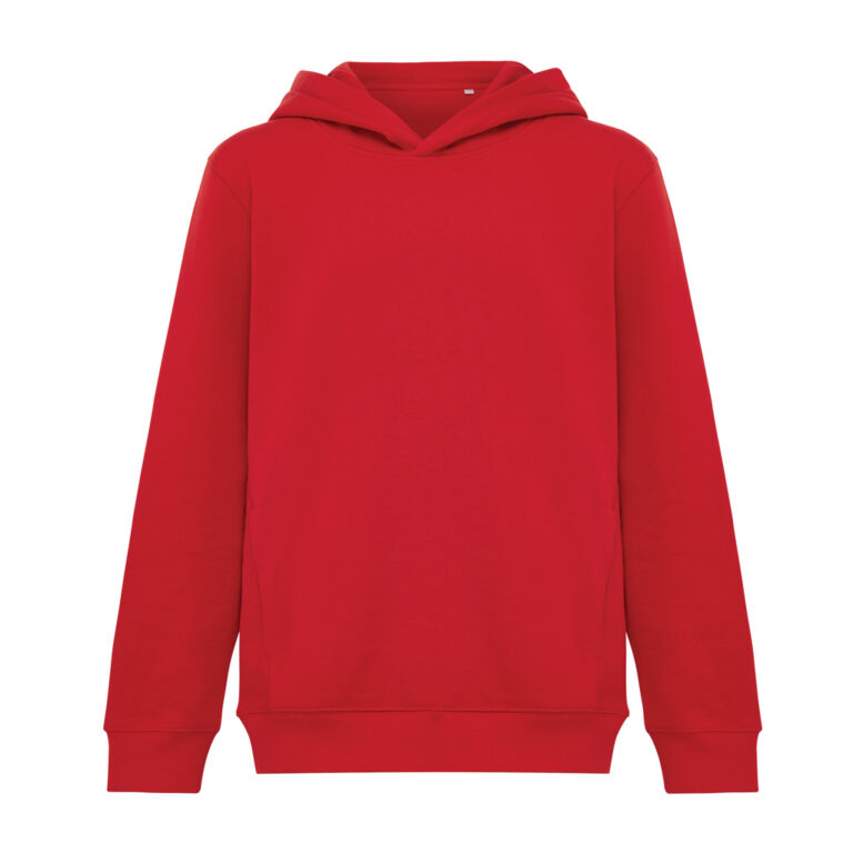 Yengo kids recycled cotton hoodie with sidepockets, red