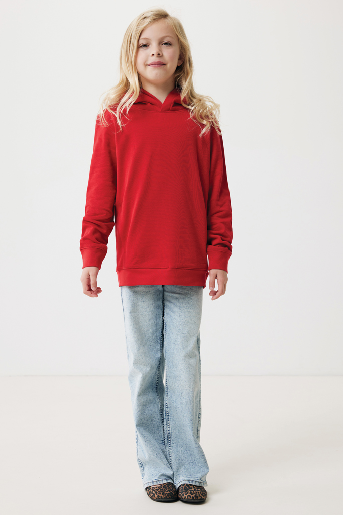 Yengo kids recycled cotton hoodie with sidepockets, red
