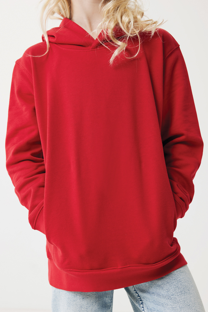 Yengo kids recycled cotton hoodie with sidepockets, red