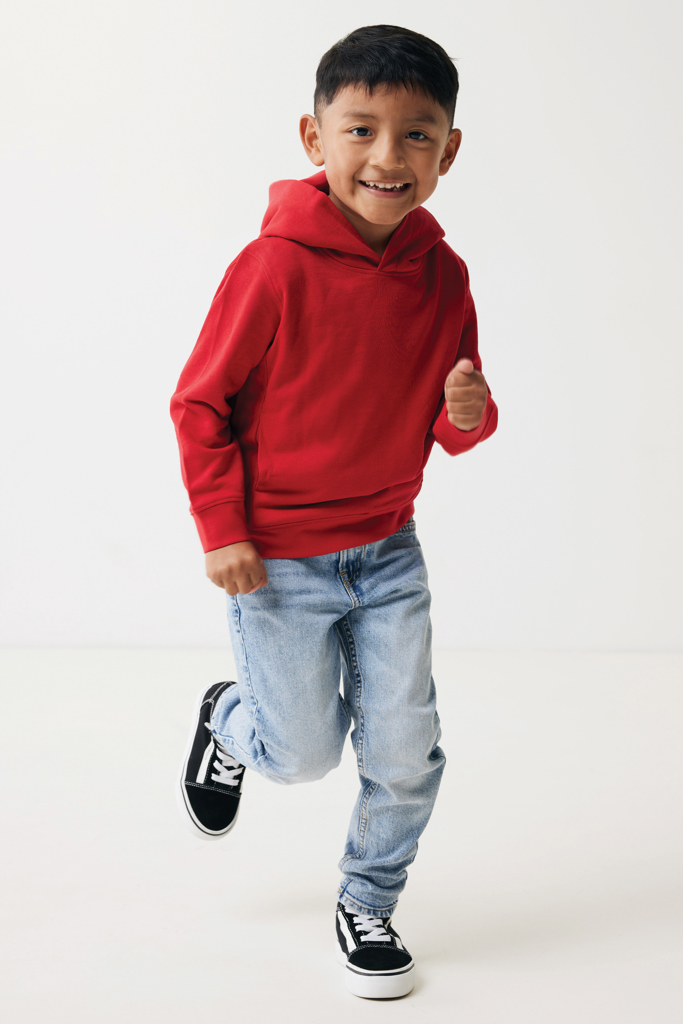 Yengo kids recycled cotton hoodie with sidepockets, red