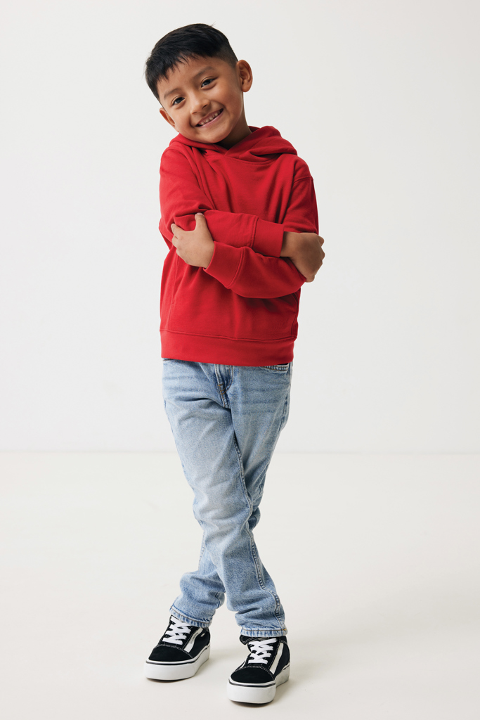 Yengo kids recycled cotton hoodie with sidepockets, red