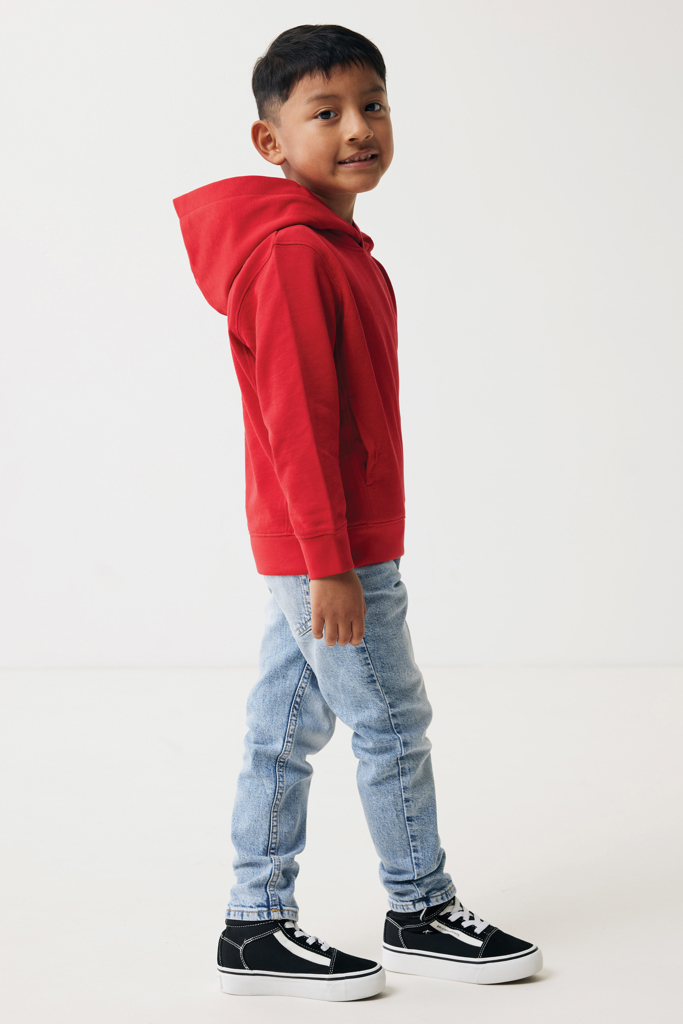 Yengo kids recycled cotton hoodie with sidepockets, red