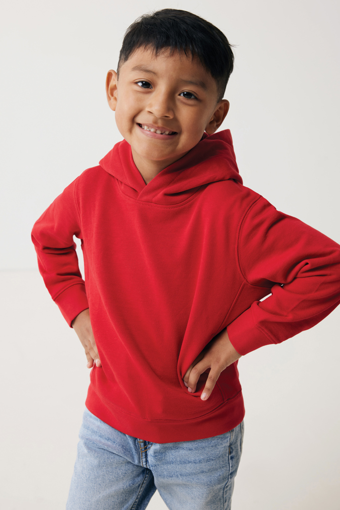 Yengo kids recycled cotton hoodie with sidepockets, red