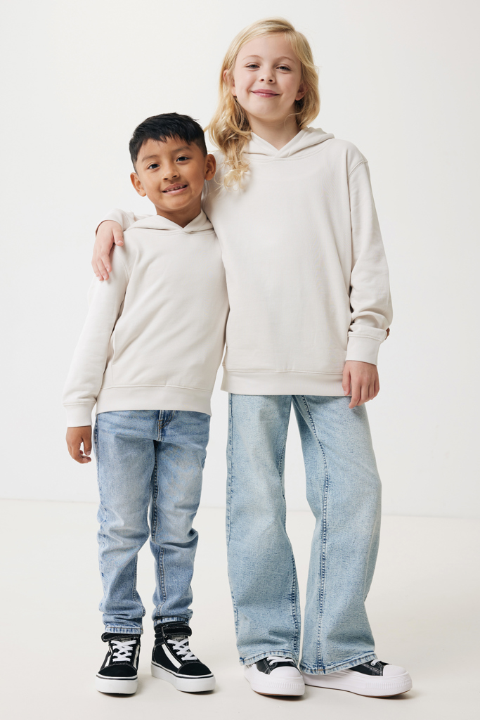Yengo kids recycled cotton hoodie with sidepockets, ivory wh