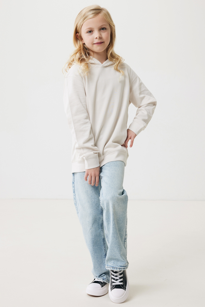 Yengo kids recycled cotton hoodie with sidepockets, ivory wh