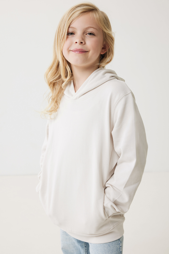 Yengo kids recycled cotton hoodie with sidepockets, ivory wh