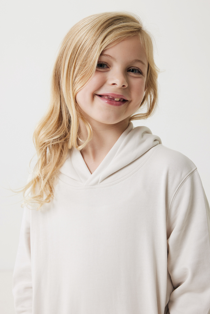 Yengo kids recycled cotton hoodie with sidepockets, ivory wh