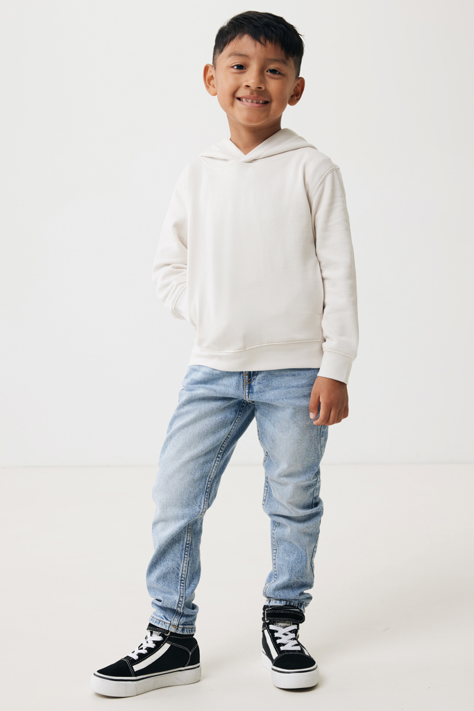 Yengo kids recycled cotton hoodie with sidepockets, ivory wh