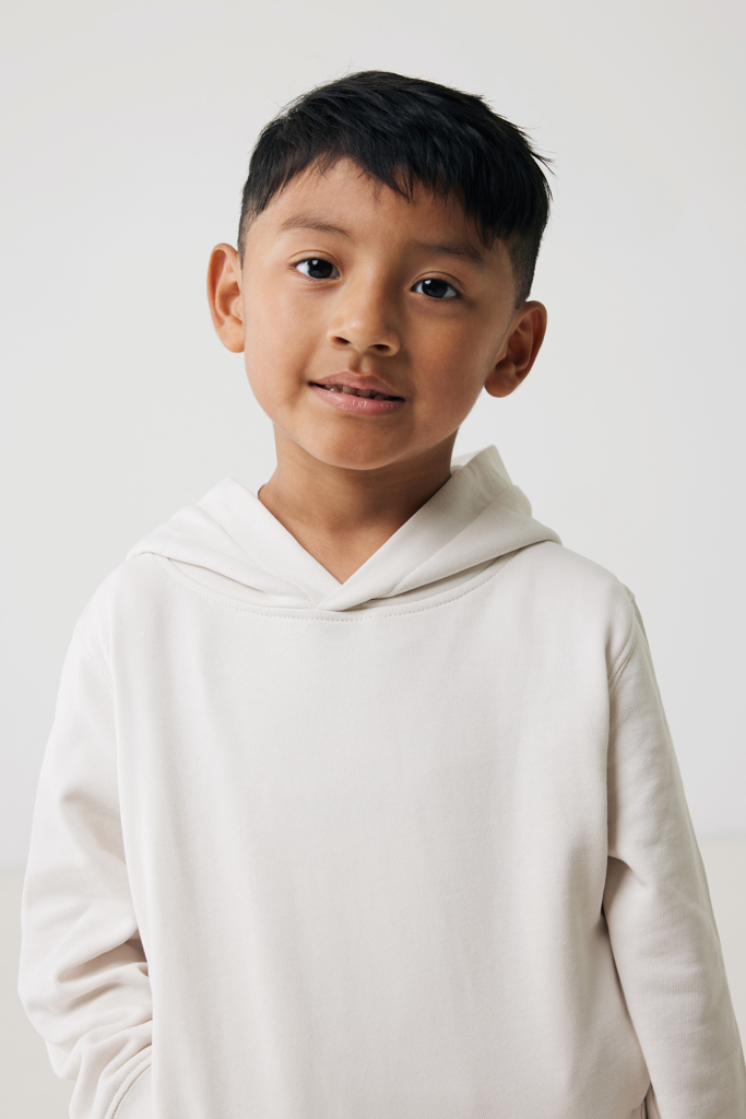 Yengo kids recycled cotton hoodie with sidepockets, ivory wh