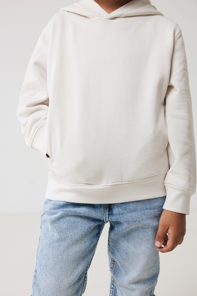 Yengo kids recycled cotton hoodie with sidepockets, ivory wh
