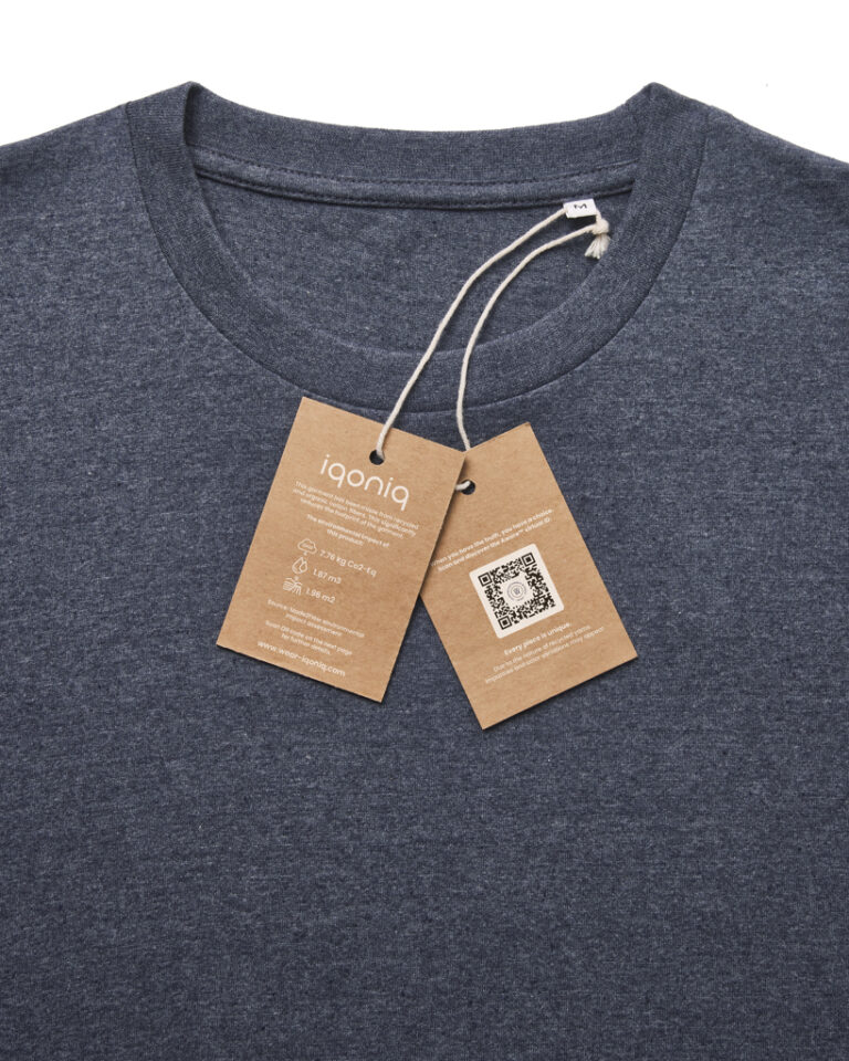 T-shirt Manuel in cotone riciclato non tinto, heather navy