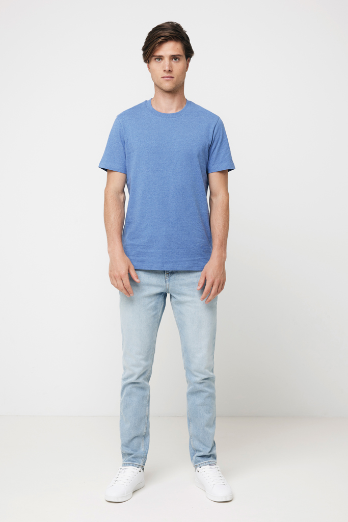 Manuel gerecycled katoen t-shirt ongeverfd, heather blue