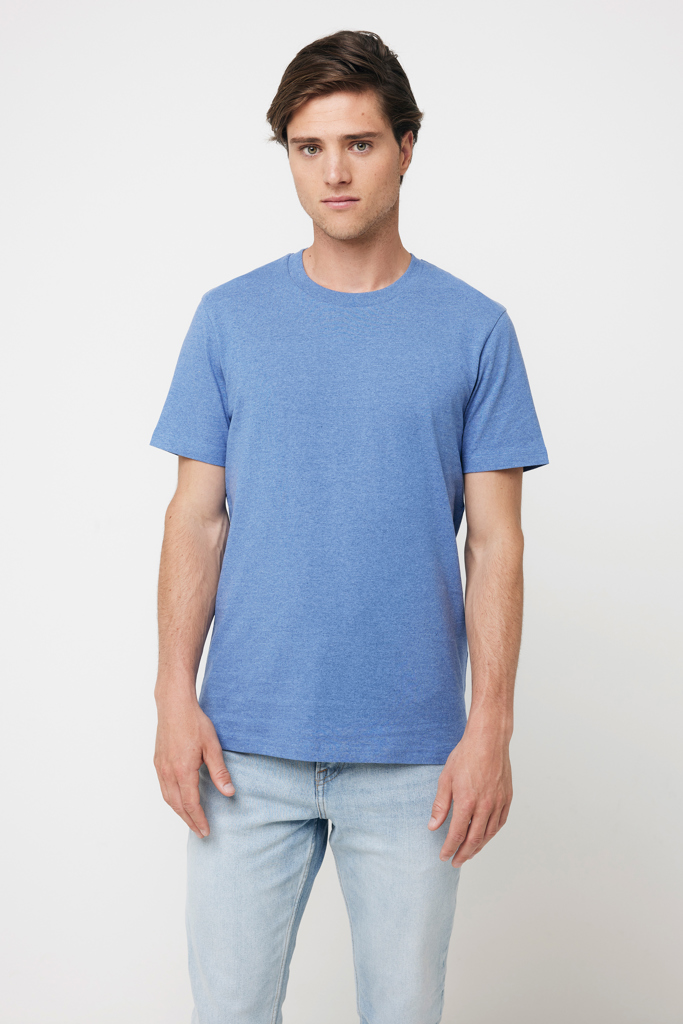 Manuel gerecycled katoen t-shirt ongeverfd, heather blue