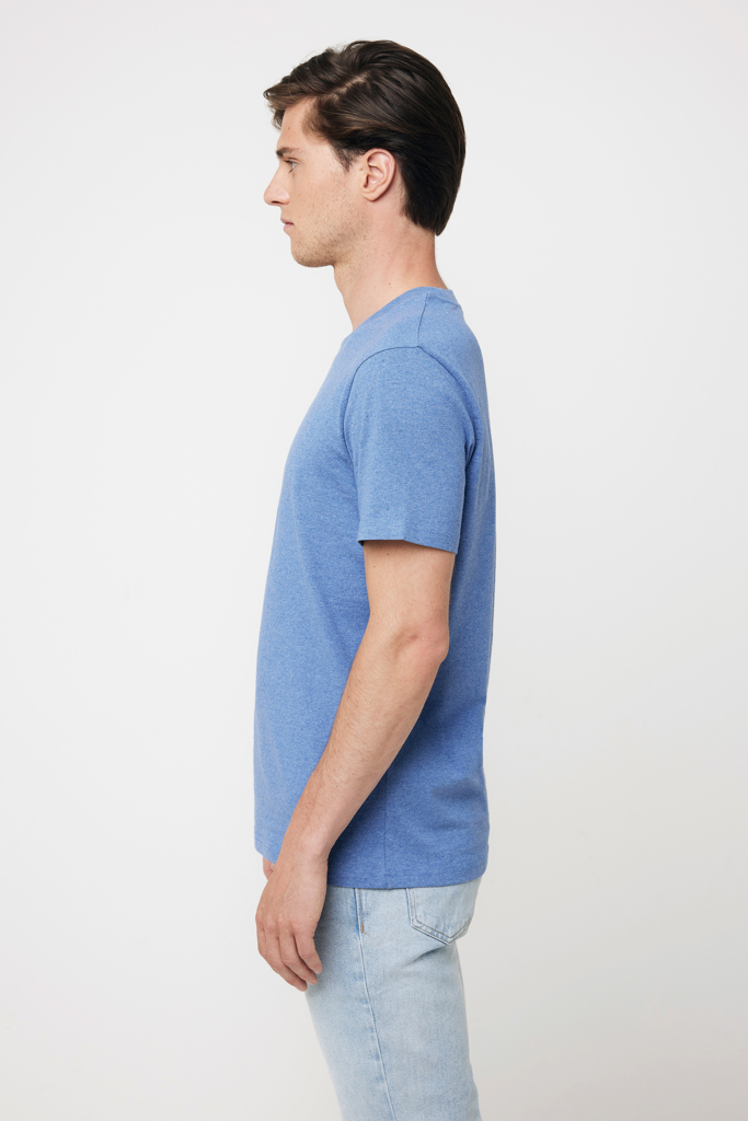 Manuel gerecycled katoen t-shirt ongeverfd, heather blue