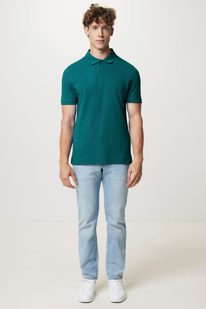 Polo Yosemite in cotone piquet riciclato, verdigris