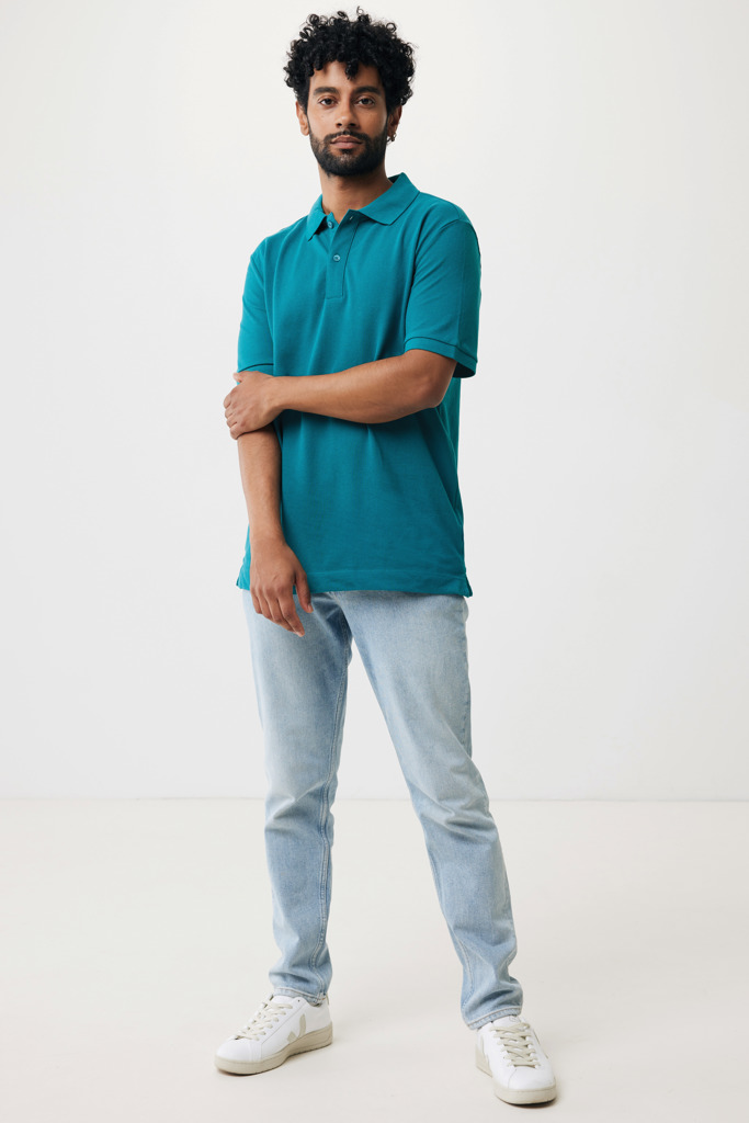 Polo Yosemite in cotone piquet riciclato, verdigris
