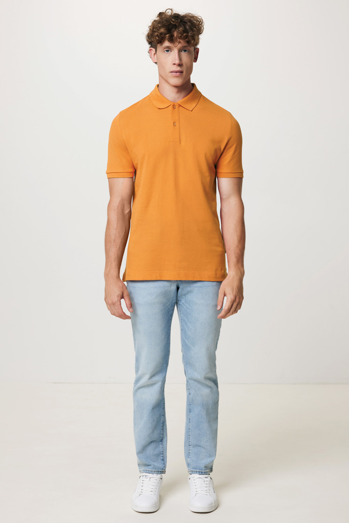 Polo Yosemite in cotone piquet riciclato, sundial orange