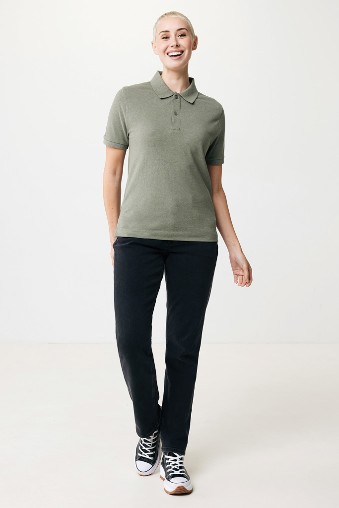 Polo Yosemite in cotone piquet riciclato, heather green