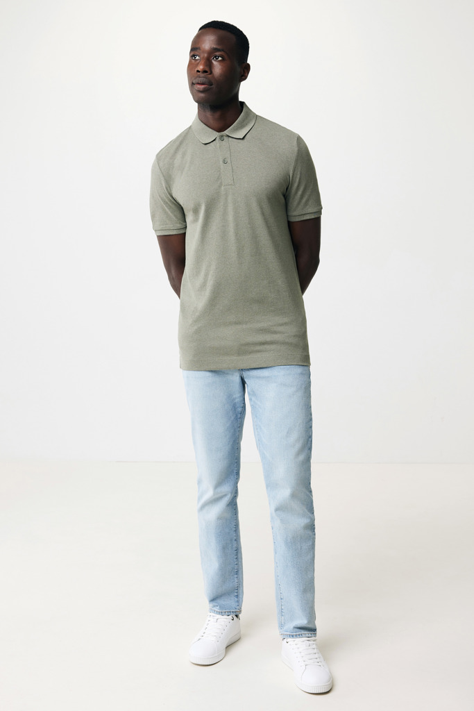 Polo Yosemite in cotone piquet riciclato, heather green