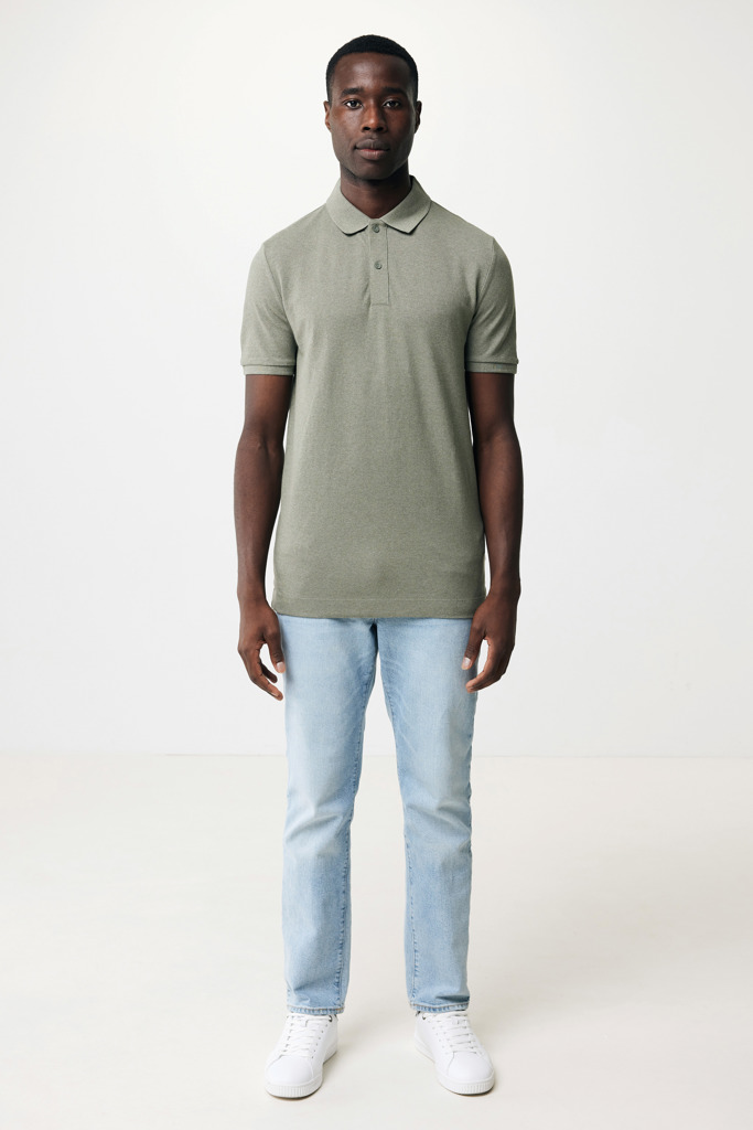 Polo Yosemite in cotone piquet riciclato, heather green