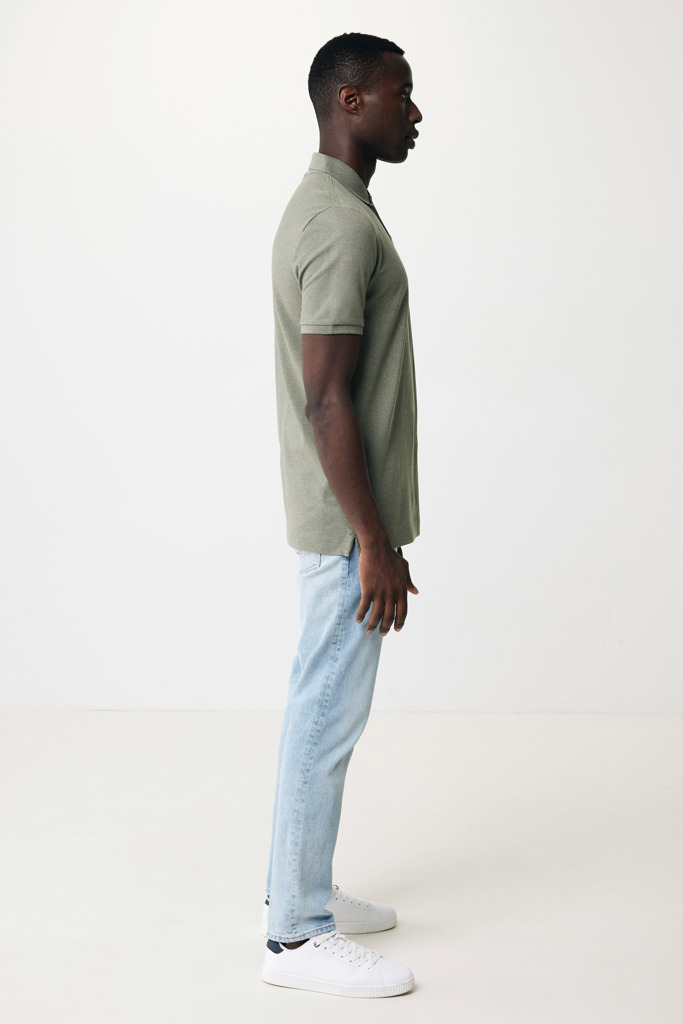 Polo Yosemite in cotone piquet riciclato, heather green