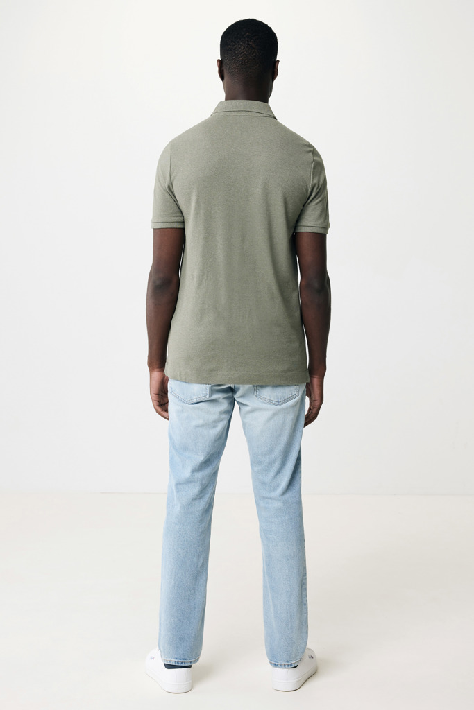 Polo Yosemite in cotone piquet riciclato, heather green