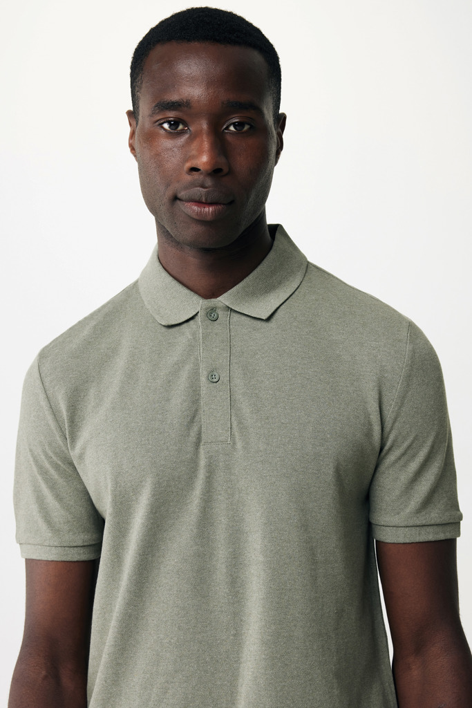 Polo Yosemite in cotone piquet riciclato, heather green
