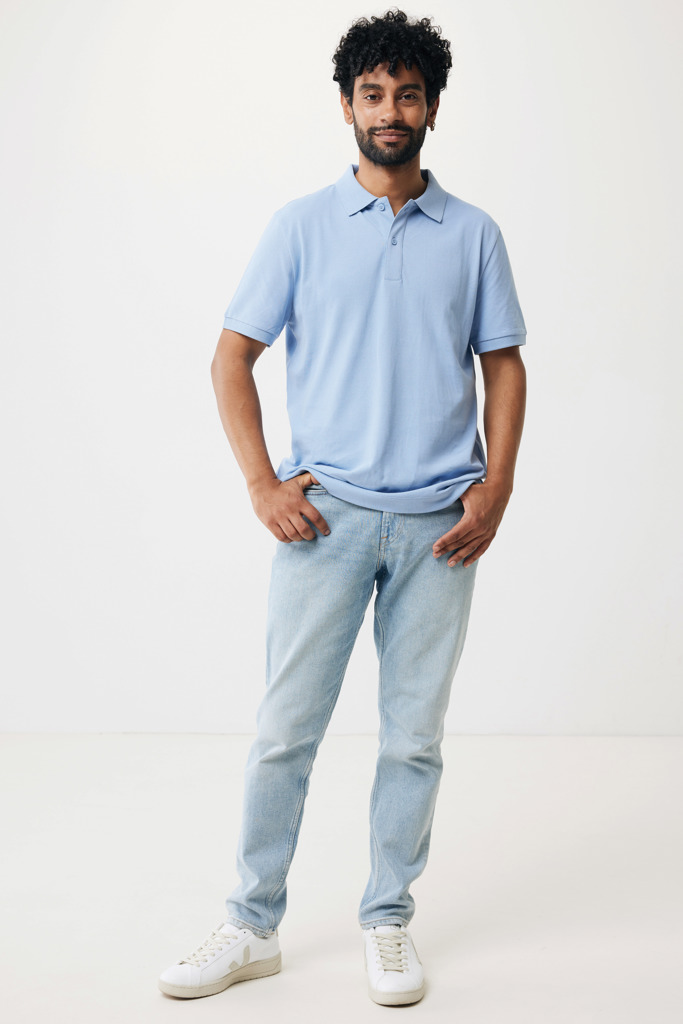 Yosemite recycled cotton pique polo, sky blue