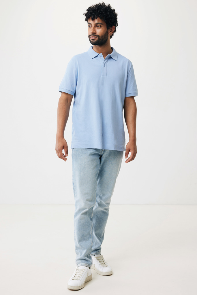 Yosemite recycled cotton pique polo, sky blue