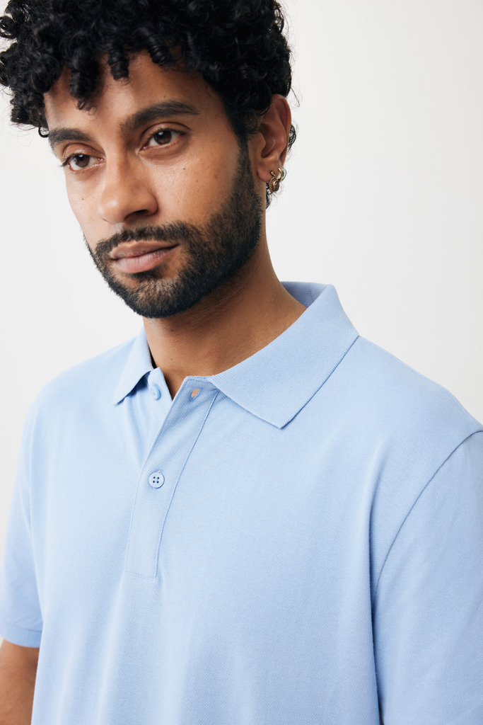 Yosemite recycled cotton pique polo, sky blue