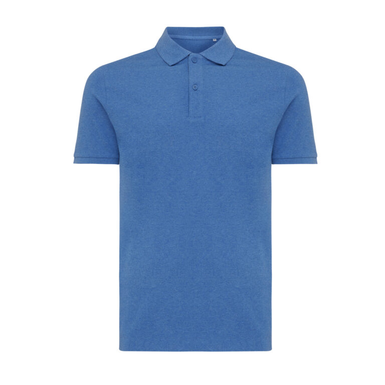 Yosemite recycled cotton pique polo, heather blue
