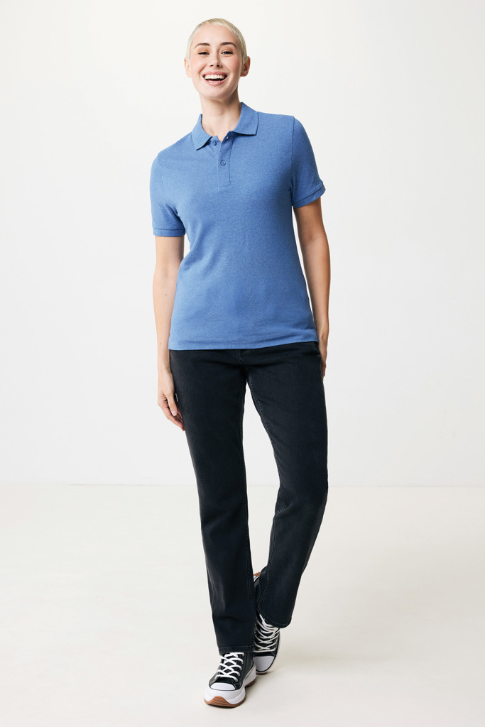 Yosemite recycled cotton pique polo, heather blue