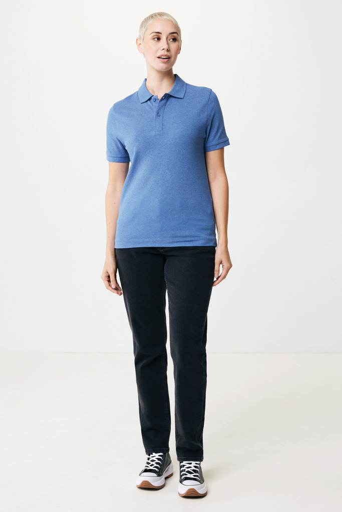Yosemite recycled cotton pique polo, heather blue