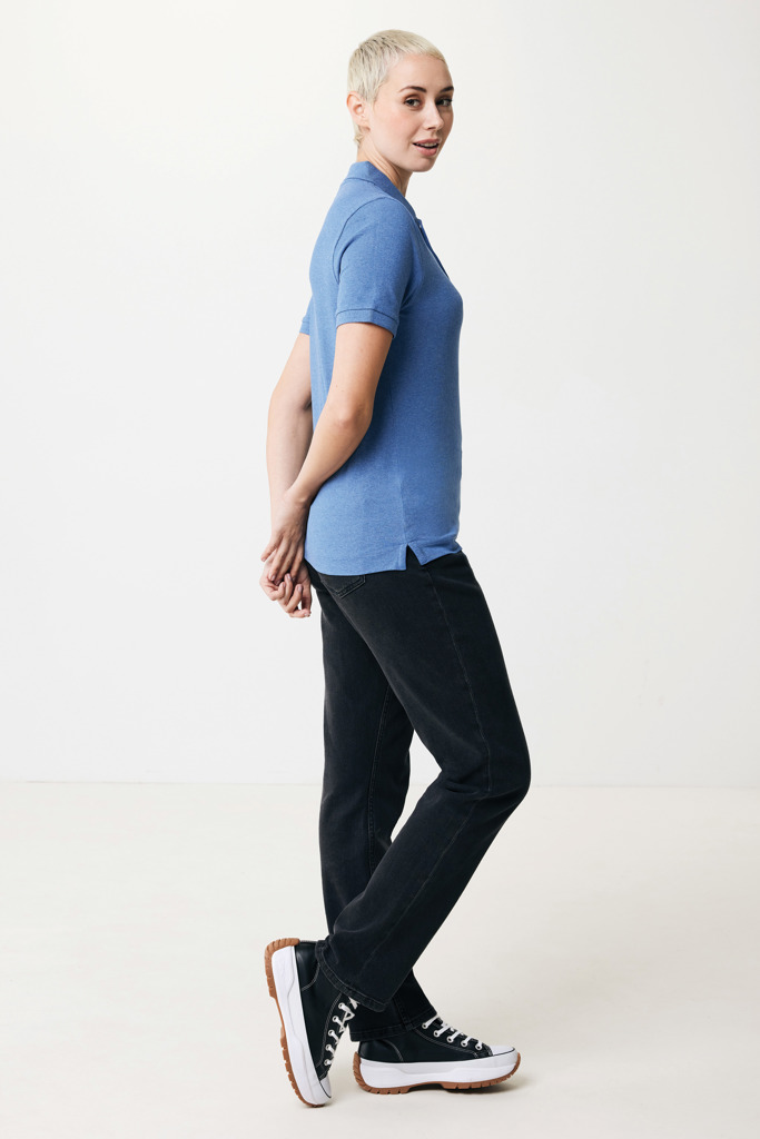 Yosemite recycled cotton pique polo, heather blue