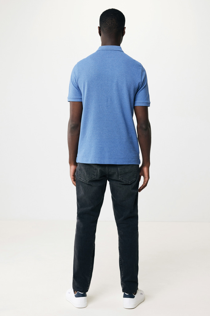 Yosemite recycled cotton pique polo, heather blue