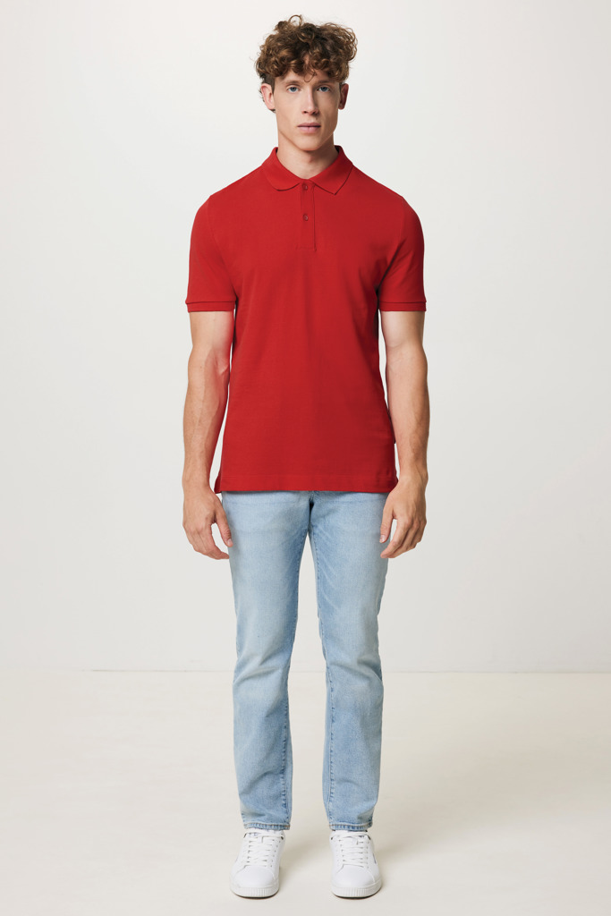 Polo Yosemite in cotone piquet riciclato, rosso ciliegio