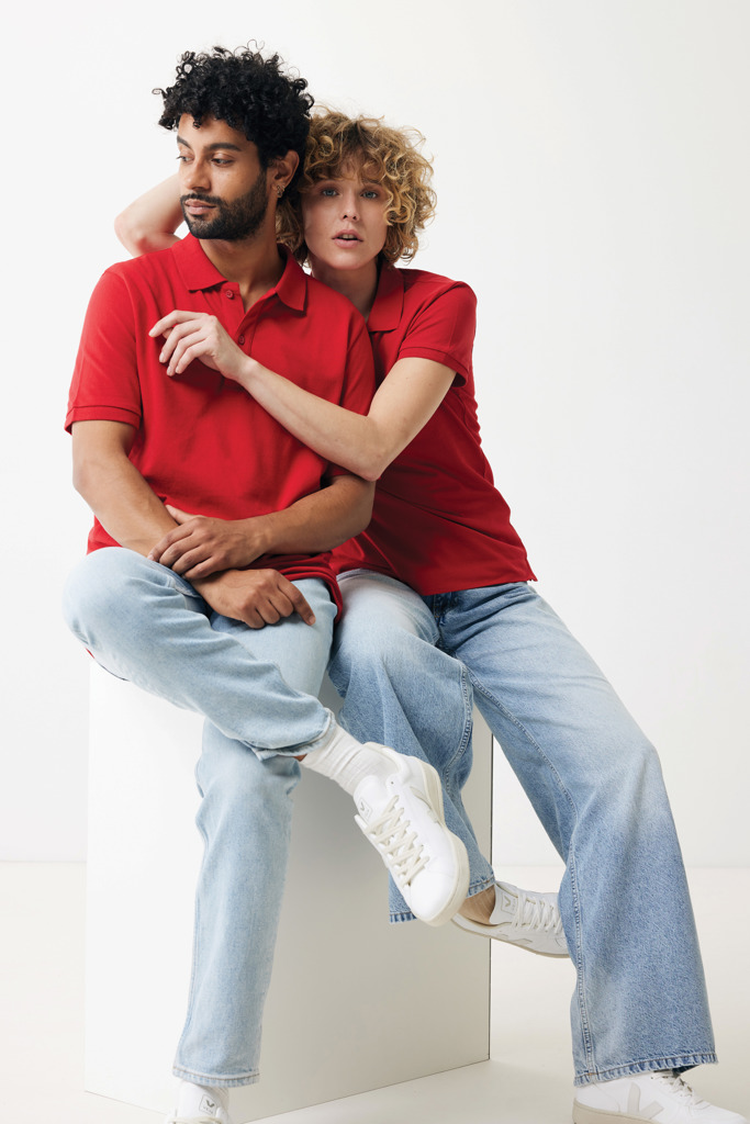 Polo Yosemite in cotone piquet riciclato, rosso ciliegio