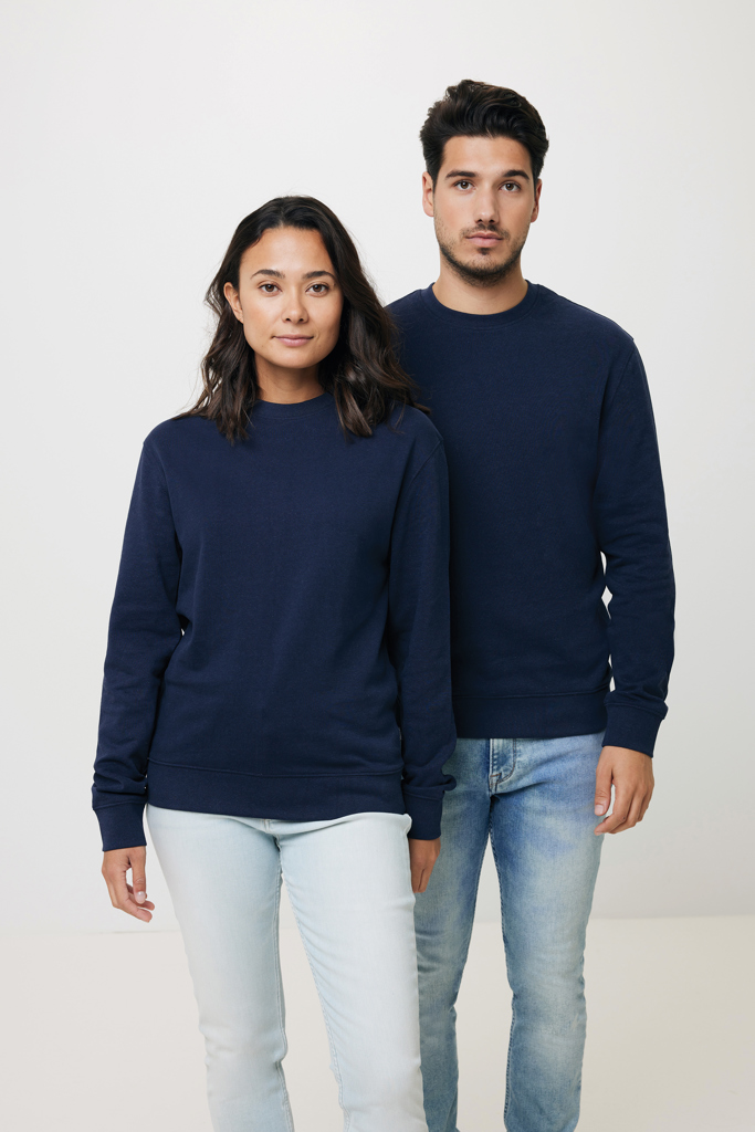 Zion Rundhals-Sweater aus recycelter Baumwolle, navy blau