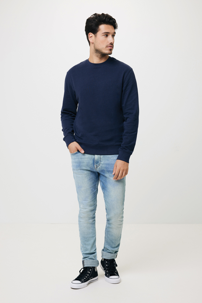 Zion Rundhals-Sweater aus recycelter Baumwolle, navy blau